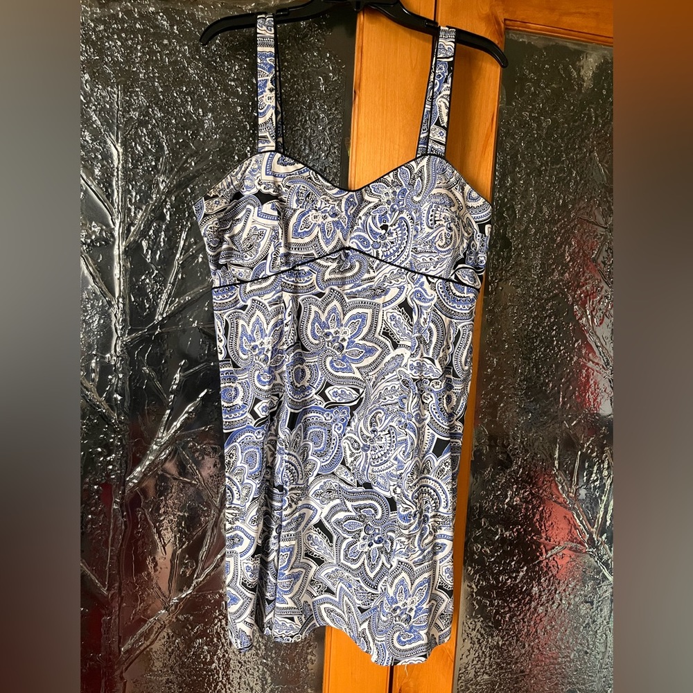 R&K Blue, White & Black Petite Summer Dress - Picture 1 of 6
